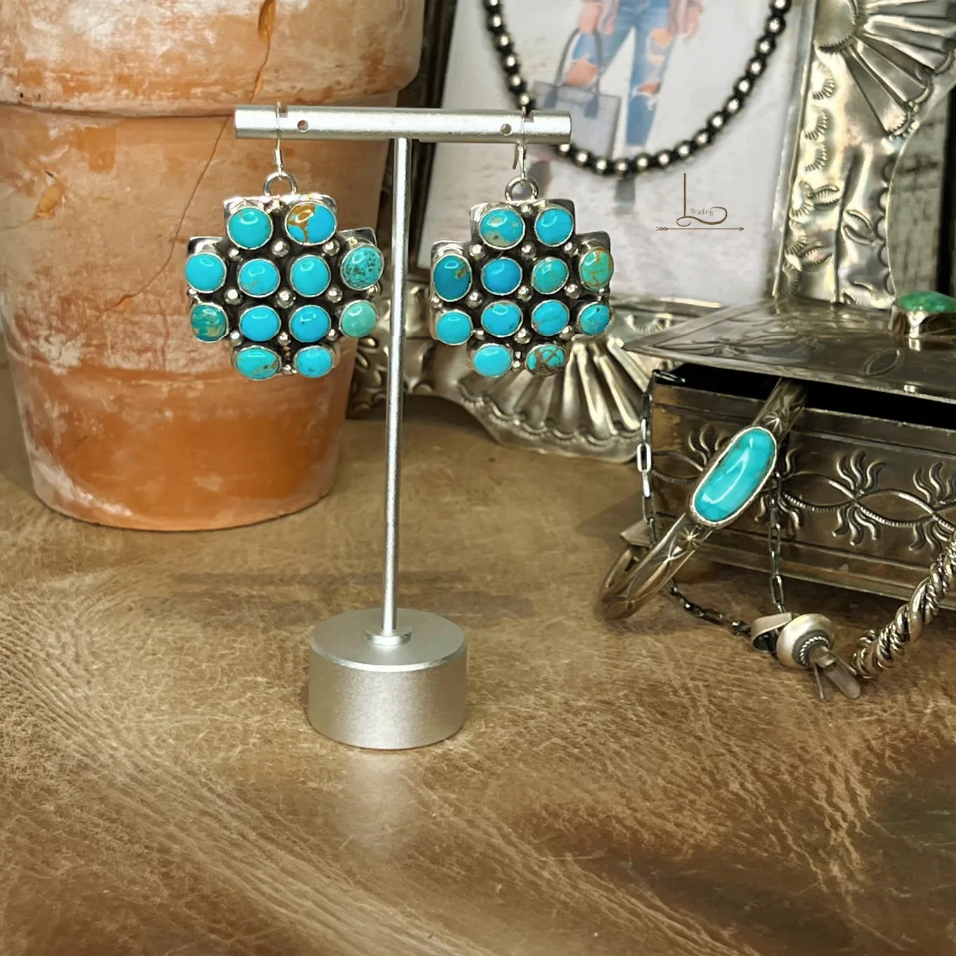 The Kingman Turquoise Cross Earrings