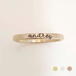 Thin Cursive Name Ring