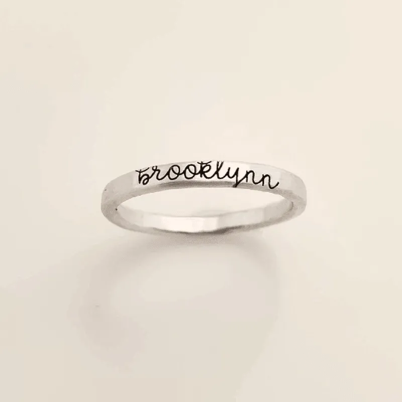 Thin Cursive Name Ring