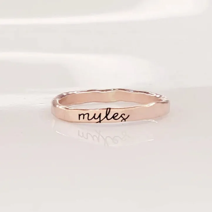 Thin Cursive Name Ring