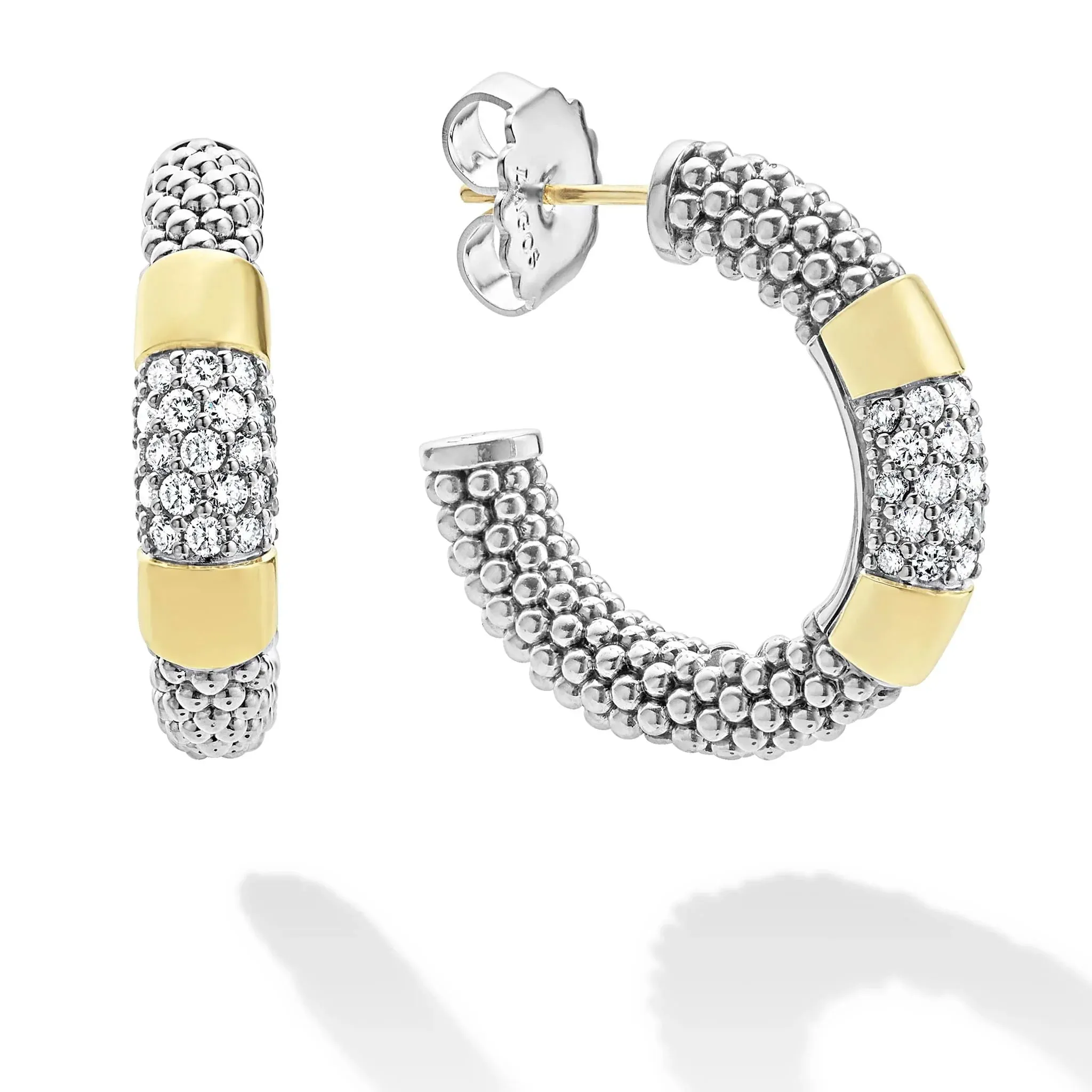 Two-Tone Diamond Hoop Earrings