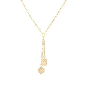 Venetian Princess Double Medallion Lariat Necklace with Diamonds