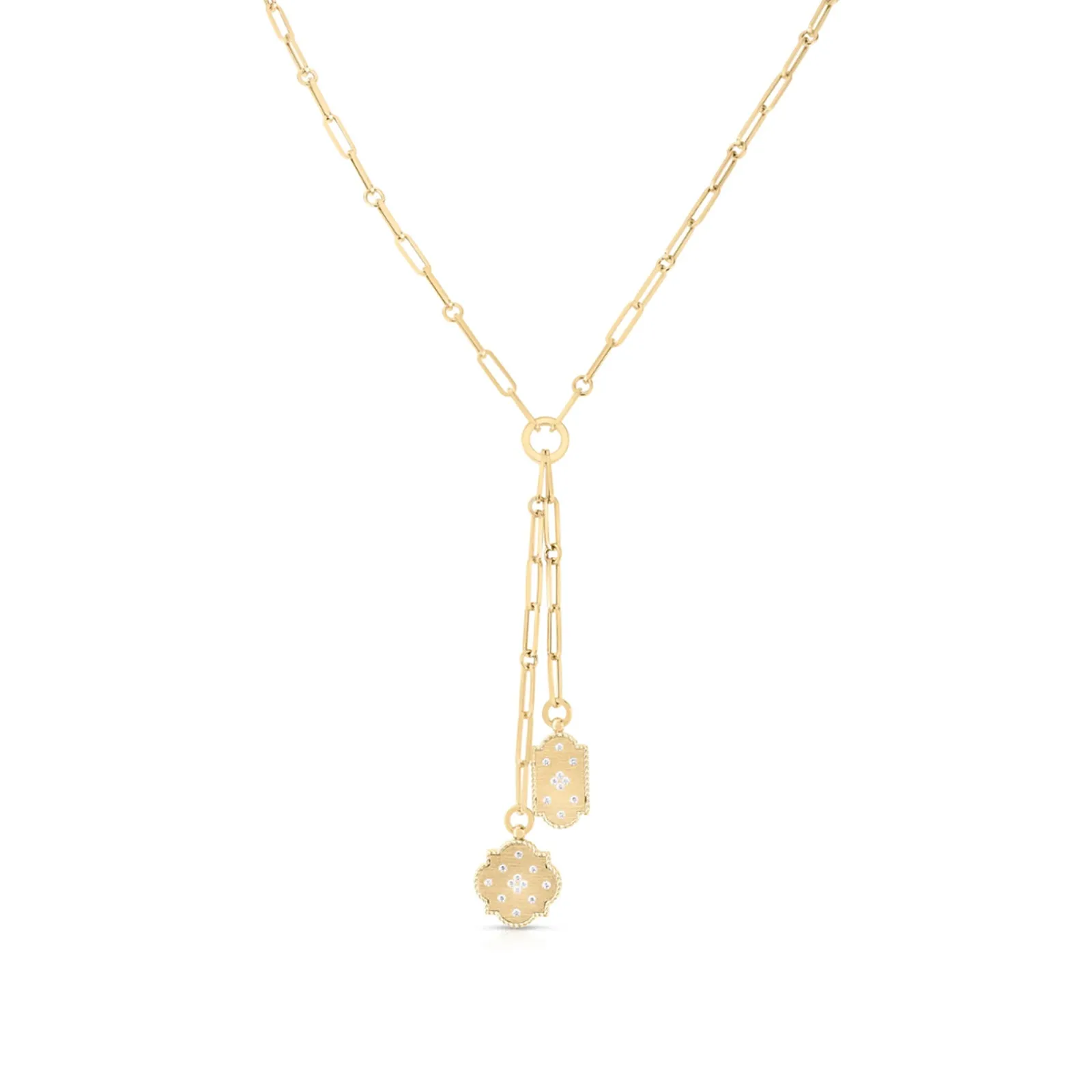 Venetian Princess Double Medallion Lariat Necklace with Diamonds