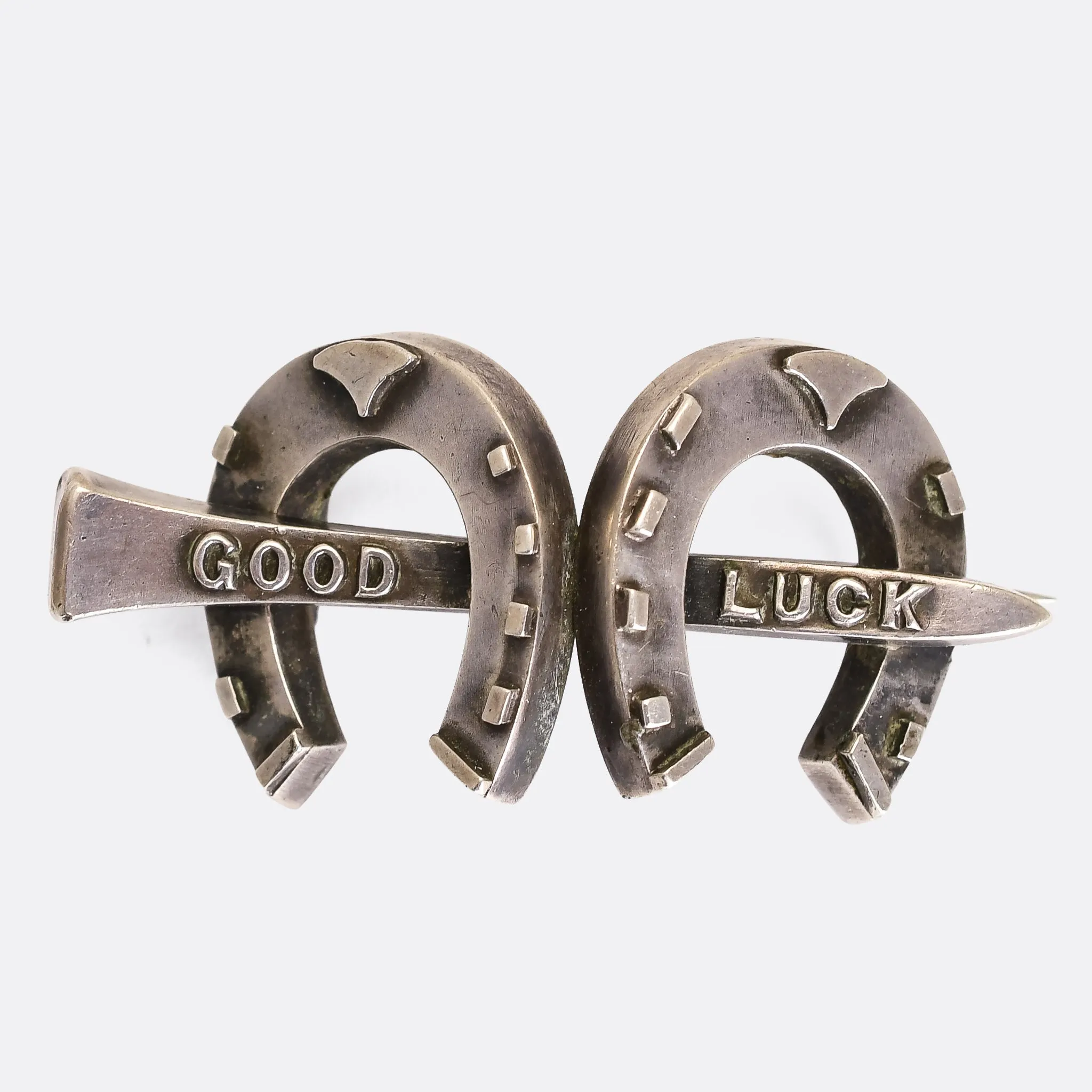 Victorian "Good Luck" Horseshoe Brooch