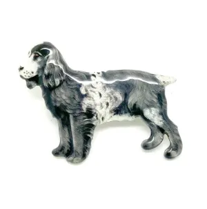 Vintage Enamel Kenart Cocker Spaniel Silver Dog Brooch