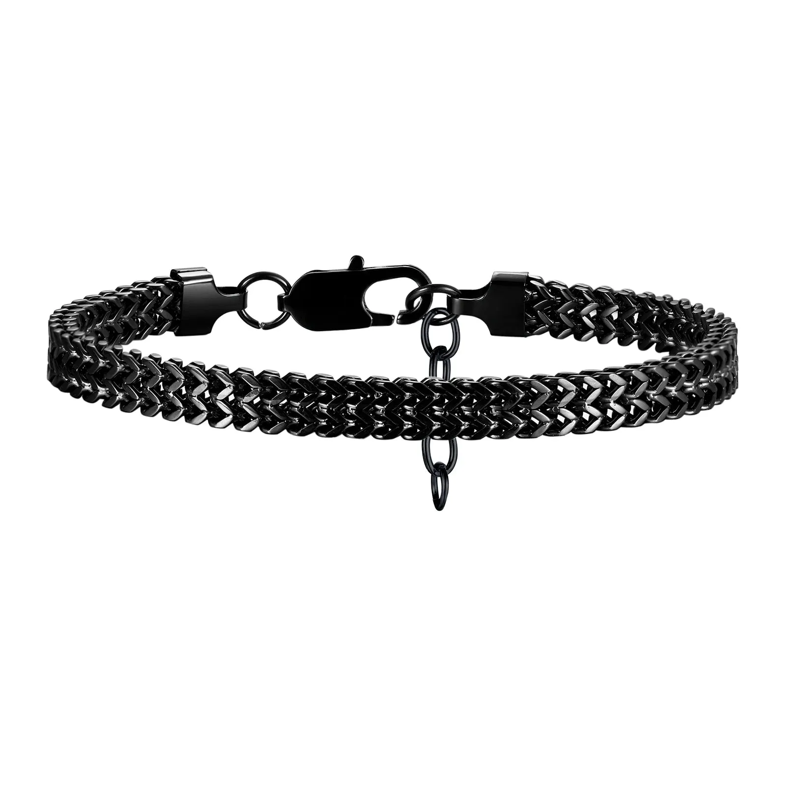 Vnox Double Herringbone Chain Bracelets for Men Women, Anti Allergy Stainless Steel Wheat Link Wristband Birthday Party Gifts