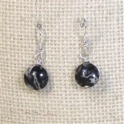 Zebra Jasper Gemstone Coin Drop Earrings